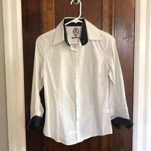 White/black polka dot dress shirt